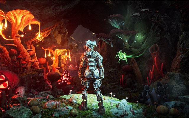Neural Dawn character and glowing environment